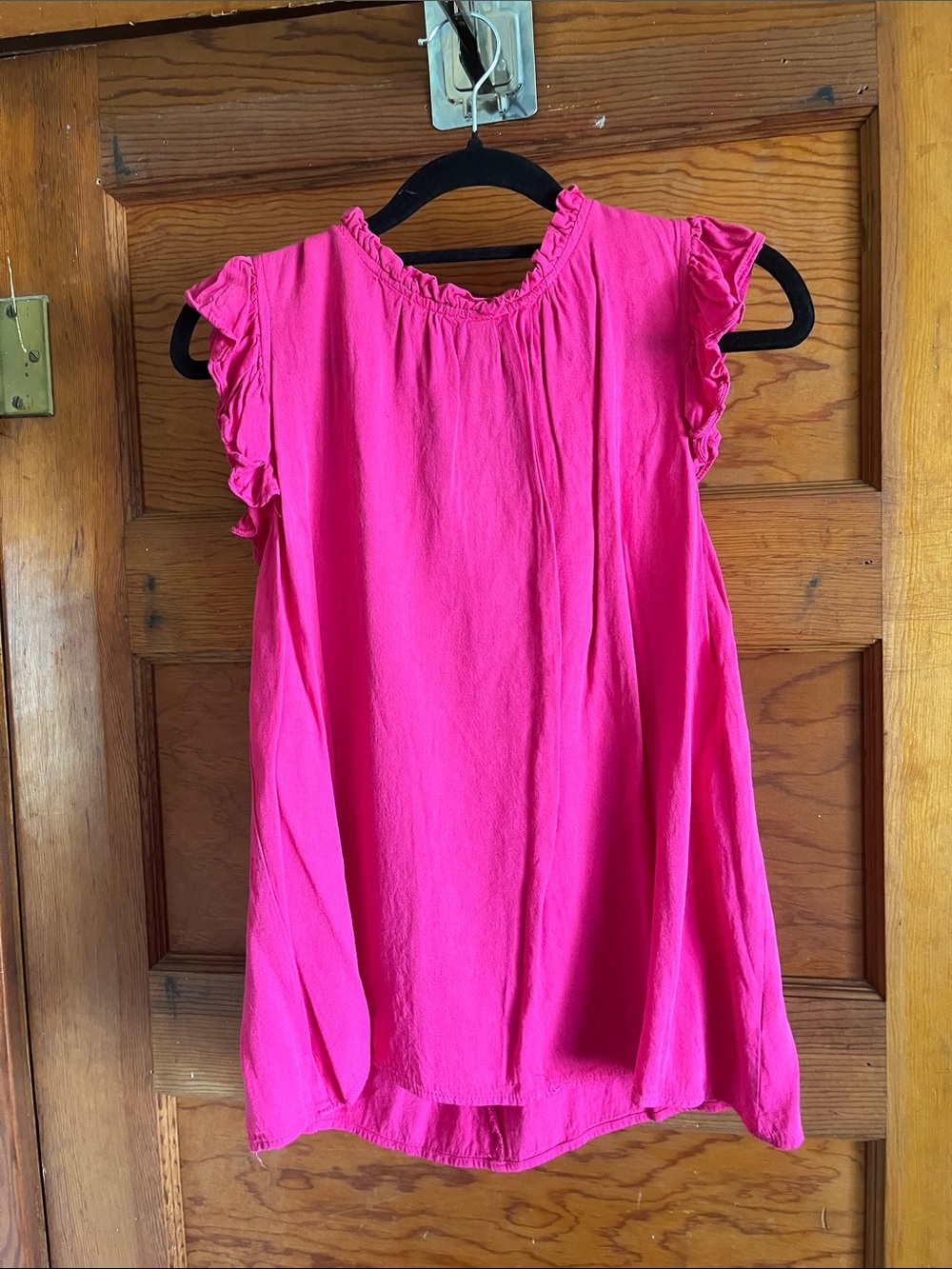 Ruffle-Sleeve Hot Pink Women's Blouse